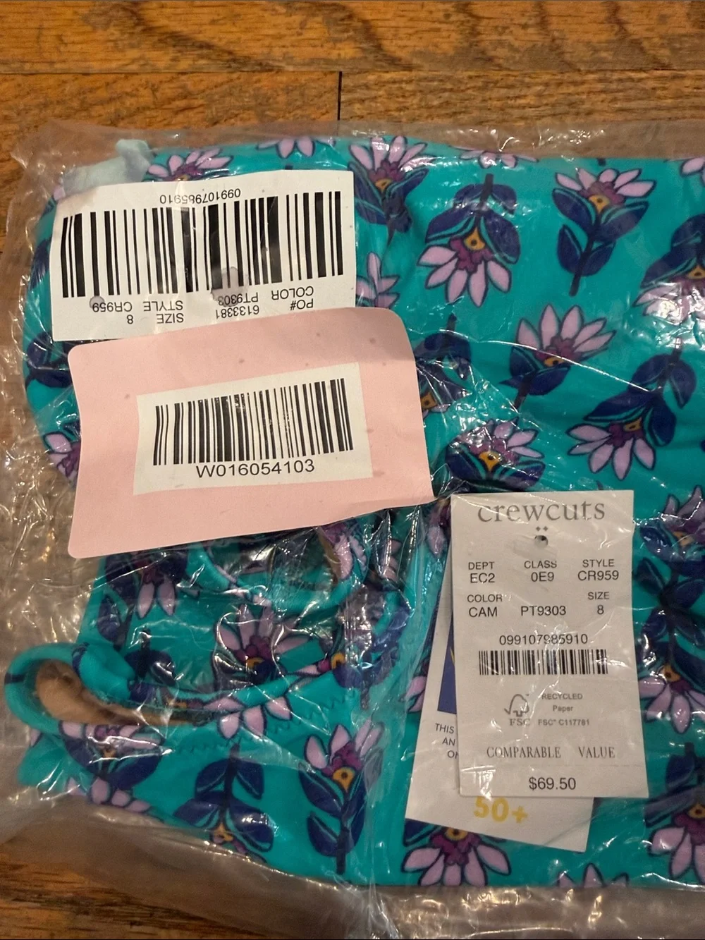 J. Crew Factory Girls' Teal Floral One-Piece Swimsuit